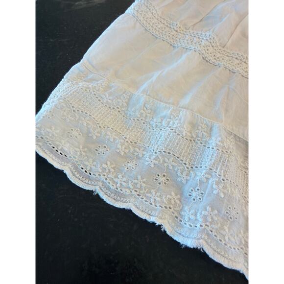 Faunt white tiered 100% Cotton BOHO prairie skirt SM - Picture 6 of 13